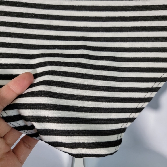 Celine By Champion Women's Strapless One Piece Swimsuit Sz M Black Striped Bow - Picture 7 of 12